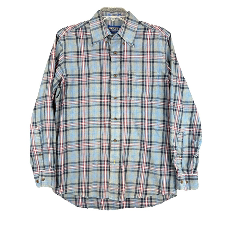 Pendleton Men's M Canterbury Cloth Pima Cotton Merino Wool Plaid Shirt